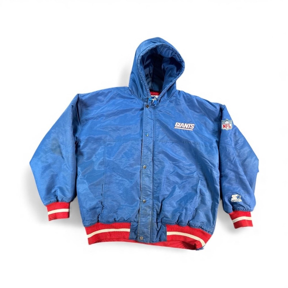 Vintage New York Giants‎ Jacket Mens Large Blue NFL Football Starter Hooded 90s